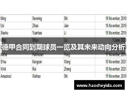 德甲合同到期球员一览及其未来动向分析