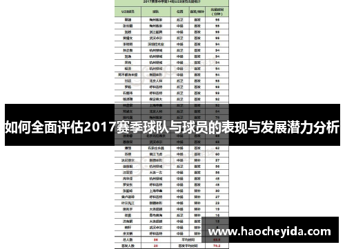 如何全面评估2017赛季球队与球员的表现与发展潜力分析